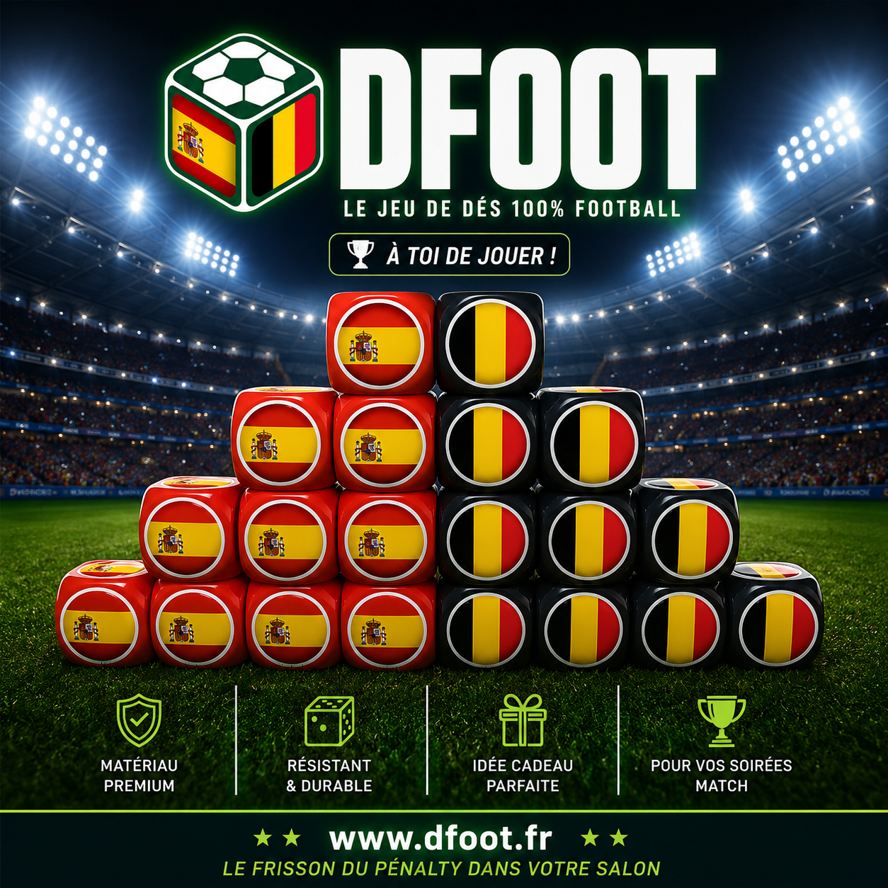 Pack Tube avec tapis - 2 pays au choix - 20 dés