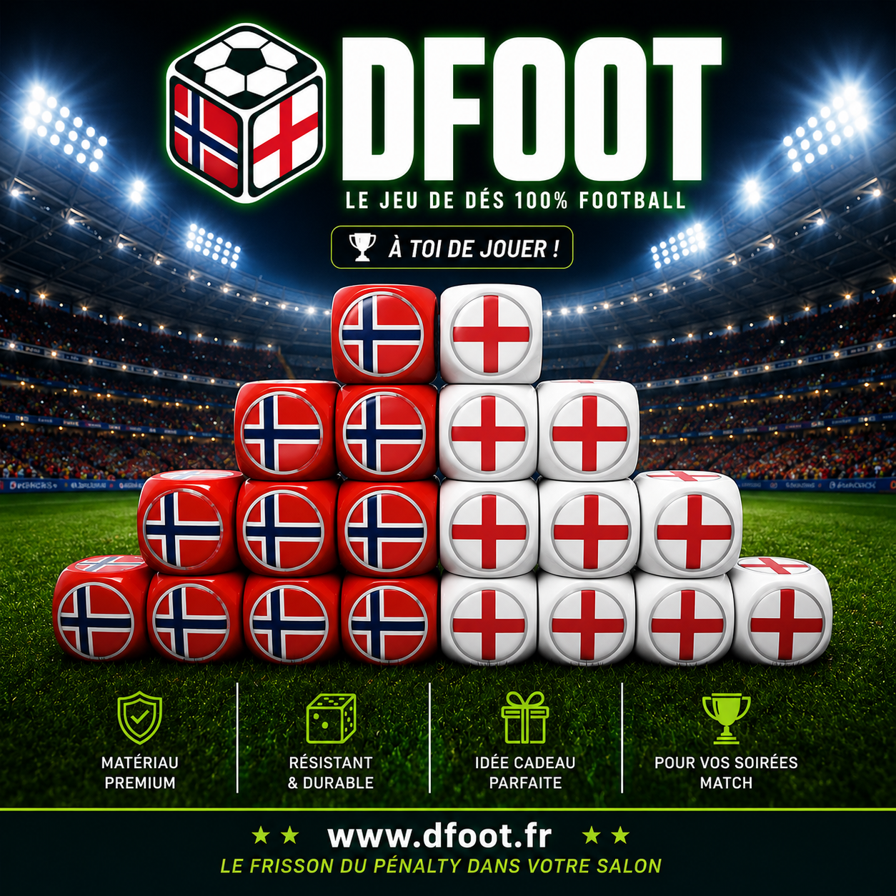 Pack Tube avec Tapis- Angleterre/Norvège - 20 dés