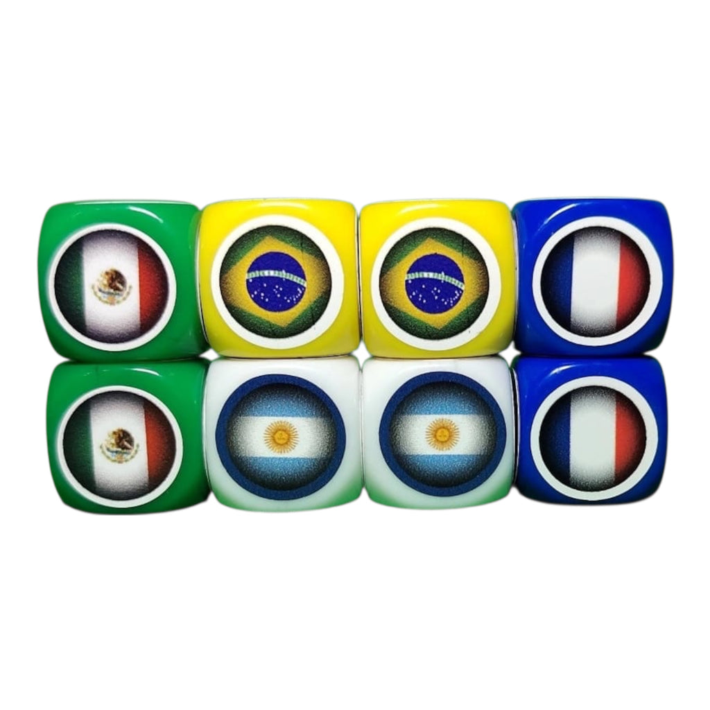 France-Mexique-Argentine-Brésil Pack Tube avec Tapis/40 dés