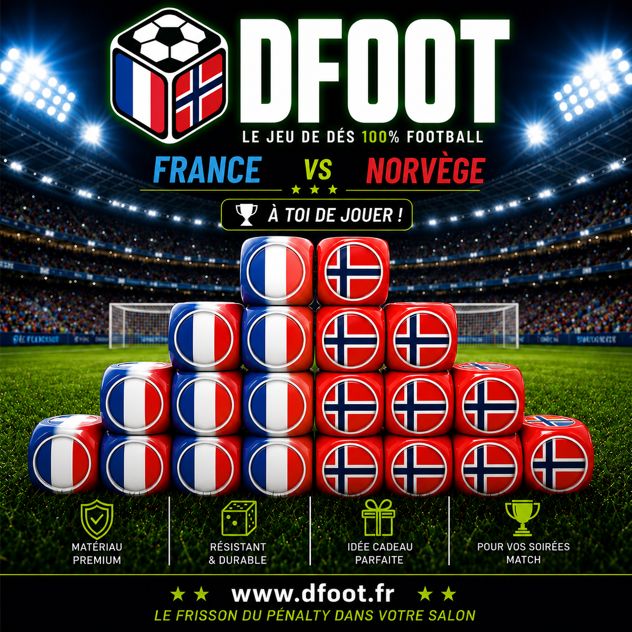 Pack Tube avec tapis - France/Norvège - 20 dés