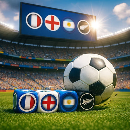 Pack Tube France-Angleterre-Argentine-Nouvelle Zélande avec Tapis Cup Trophy/40 dés