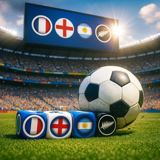 Pack Tube France-Angleterre-Argentine-Nouvelle Zélande avec Tapis Cup Trophy/40 dés