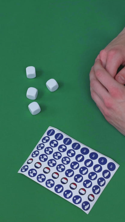 Custom pack of 80 white dice, 18 mm, in 8 countries