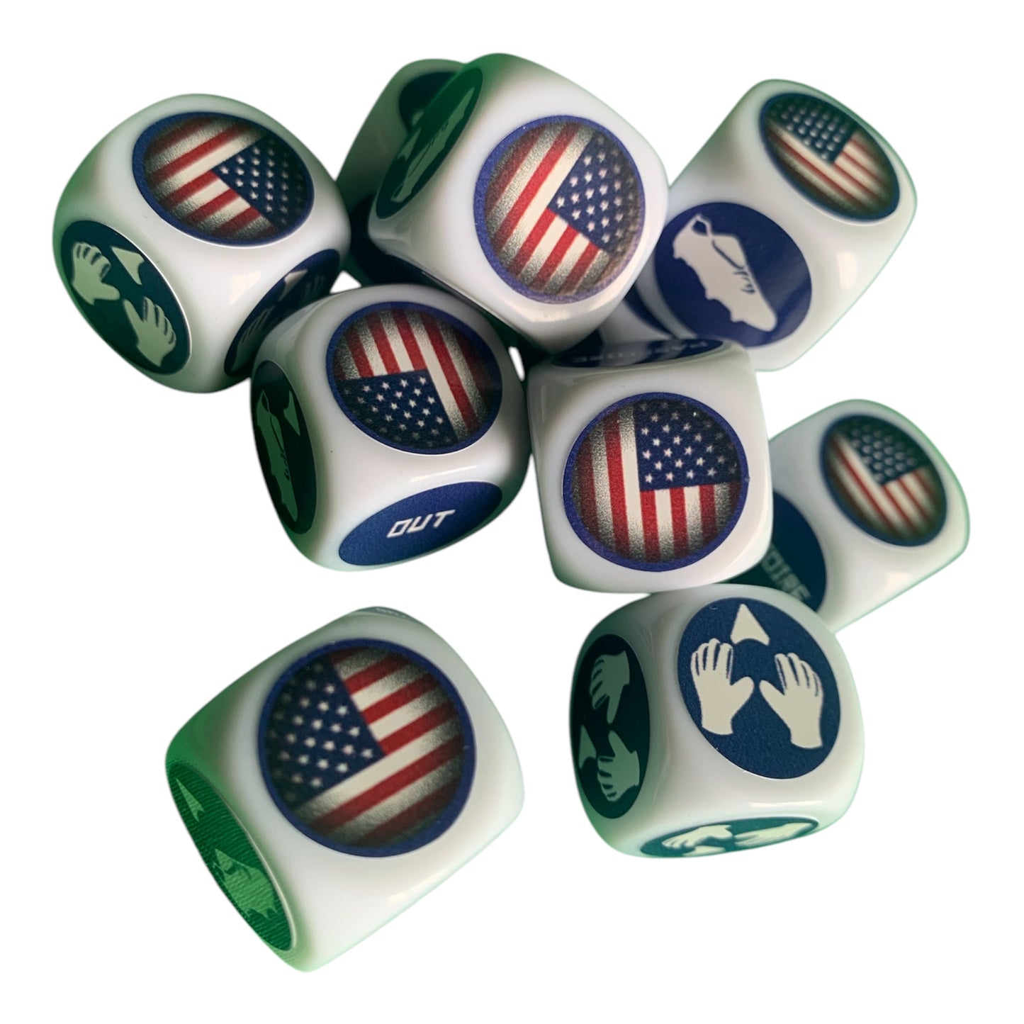 10 dés blancs U.S.A